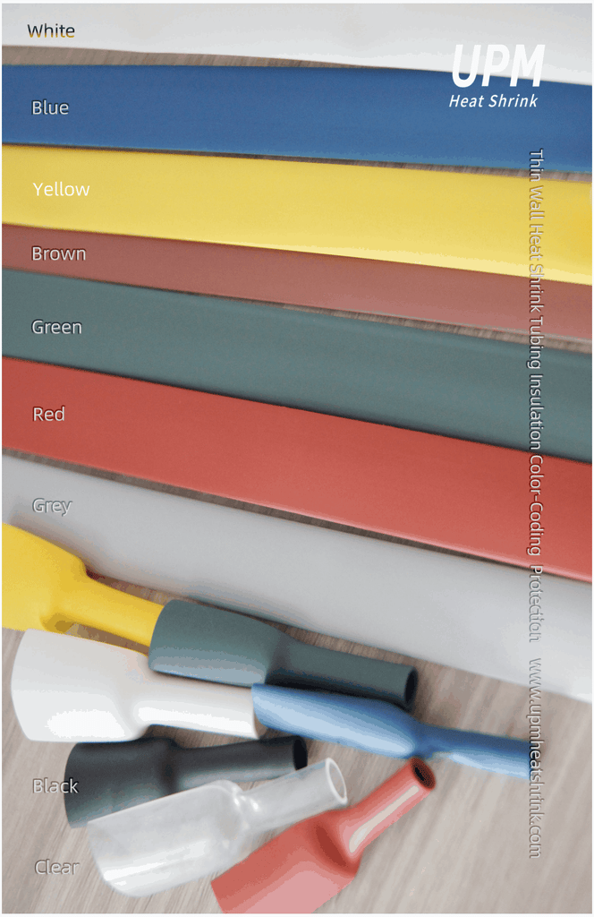 Clear Yellow Yellow/Green Red Blue Grey Brown,Green,White,Red thin wall heat shrink tubing 2:1 3:1