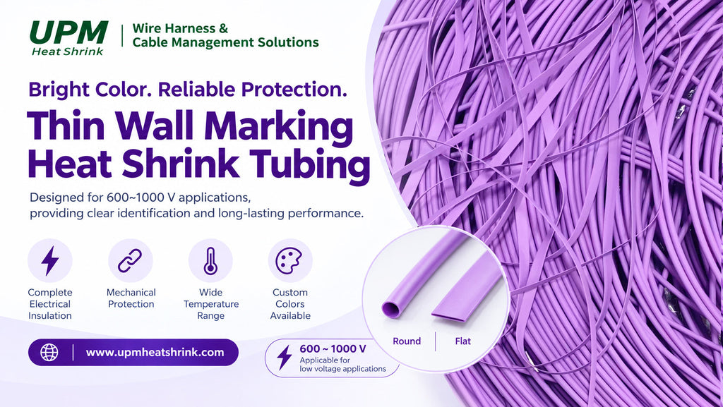 Bright Purple Color Heat Shrink Marker Sleeve Round or Flat shape Customized Color Size and Length