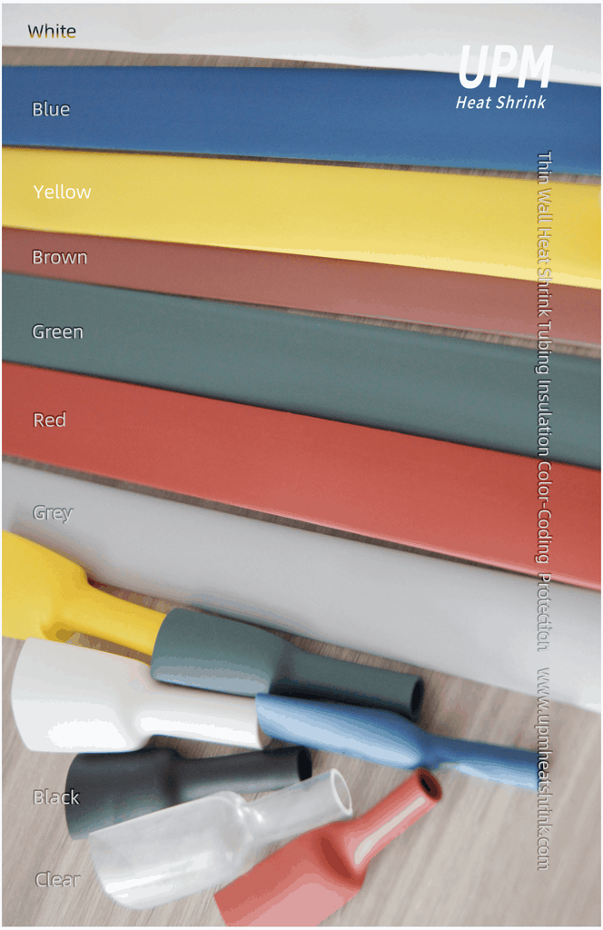 Tubo termorretráctil de pared delgada transparente amarillo amarillo/verde rojo azul gris marrón, verde, blanco, rojo 2:1 3:1